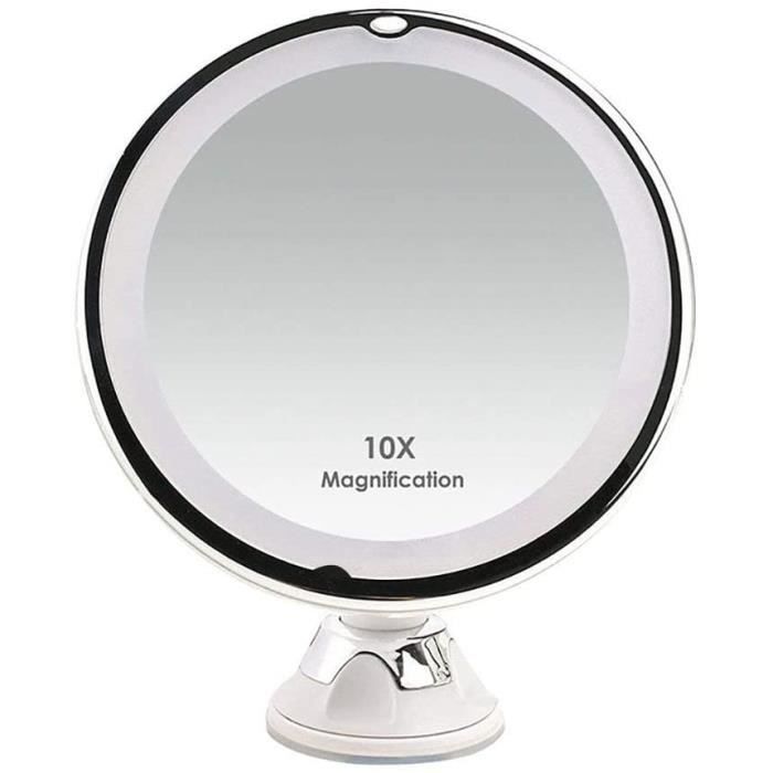 Miroir De Maquillage Lumineux SURFOU – 3 Tons De Lumière, Loupe 10X, écran Tactile, Rechargeable USB (blanc)