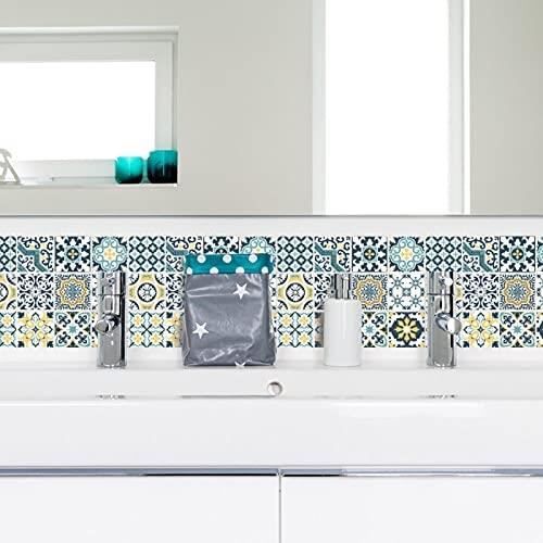 FRESHMONKEY Stickers Carreaux De Ciment 20x20 Cm – Lot 12 Autocollants Adhésifs Cuisine & Salle De Bain