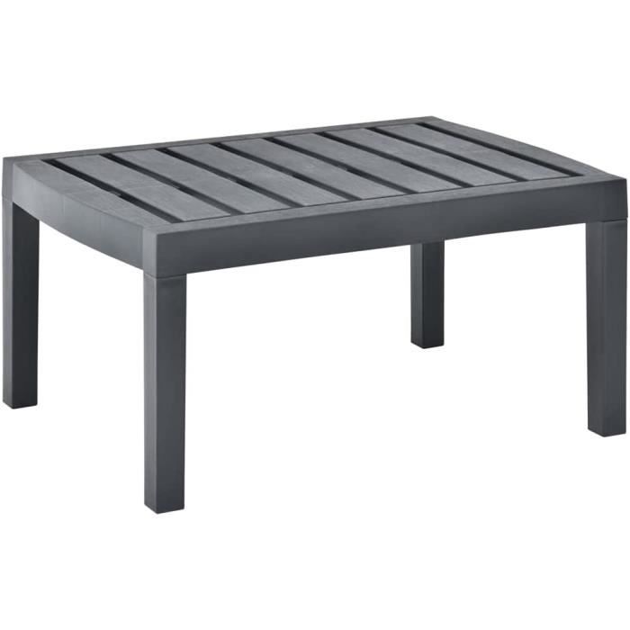 Table de Jardin Table Basse de Terrasse Table dAppoint de Patio Table dExtérieur Camping Anthracite 78x55x38 cm Plastique [134]