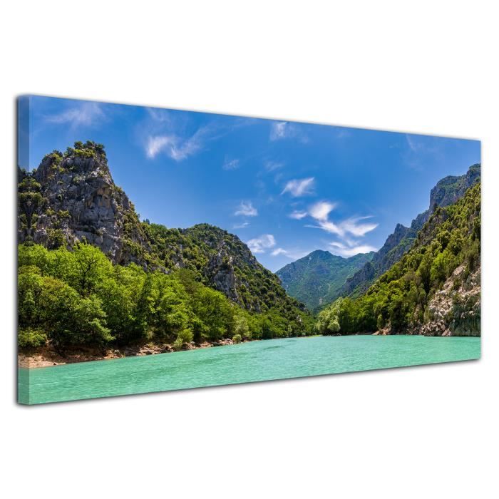 DECLINA Toile Imprimée Paysage, Tableau Décoration Murale, Photo Sur Toile Grand Format, Tableau Déco Toile Panoramique Côte D'Azur, 120x50 Cm