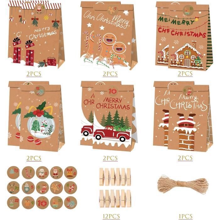 Sacs De Noël, 10 Sacs En Papier Kraft, Sacs-cadeaux De Noël, Fournitures De Fête En Classe, Cadeaux De Fête, Blancs | Leroy Merlin
