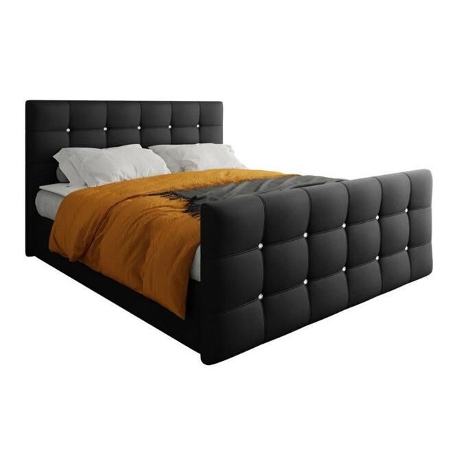 Lit continental Memphis 113 - Soft 011 - Noir - Avec ressorts (bonnell) - Moyen