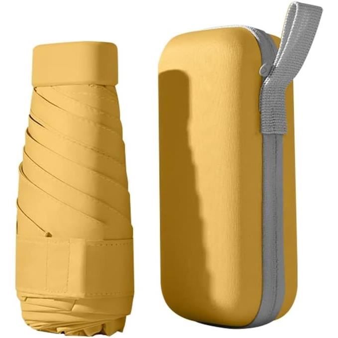 Mini Parapluie Pliant Anti-UV FESDMOH - Ultra Compact (15 Cm Plié), Protection UPF 50+, Résistant Au Vent, Avec Boîte De Rangement - Parfait Pour Le Sac à Main Ou Les Voyages
