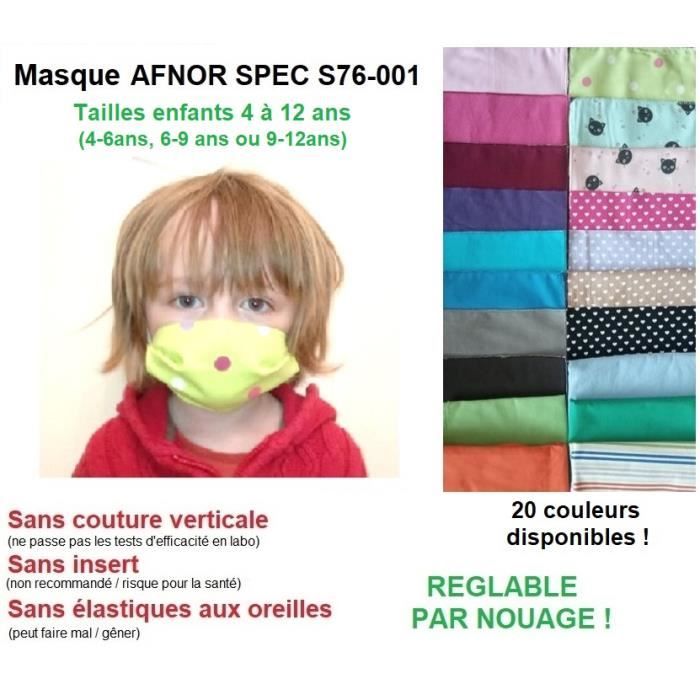 Couture Tendresse Pour Mon Enfant De 0 à 6 Ans Masque Barriere Enfant Afnor Spec S76 001 Reglable Protection Visage En Tissu Lavable Achat Vente Masque Anti Projections Reutilisable 2008463250626 Cdiscount