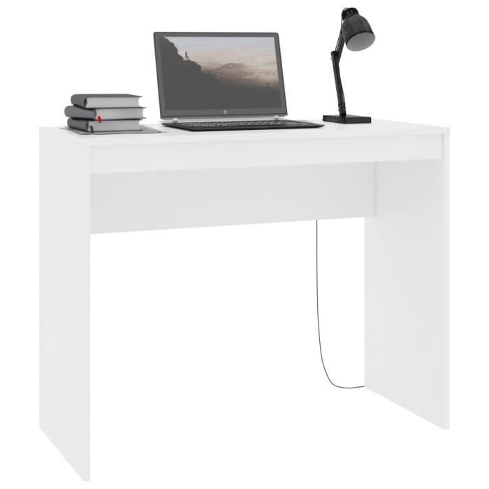 Bureau - KAI - 90 x 40 x 72 cm - Aggloméré - Blanc - Design Contemporain - Facile à nettoyer