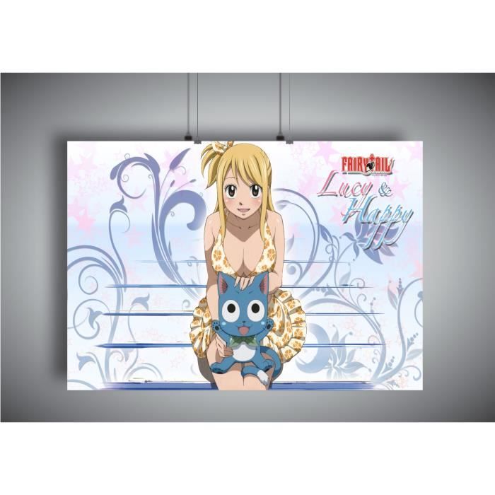Poster Fairy tail Lucy Happy Manga Anime Wall Art - A4 (21x29,7cm) -  Cdiscount