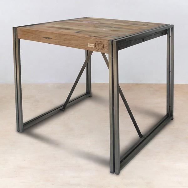 Table Haute En Teck Recycle Industrielle Benoa Meuble House