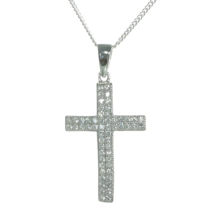 Pendentif Croix En Argent Sterling 925 Pour Femme - 44mm X 24mm - Neuf