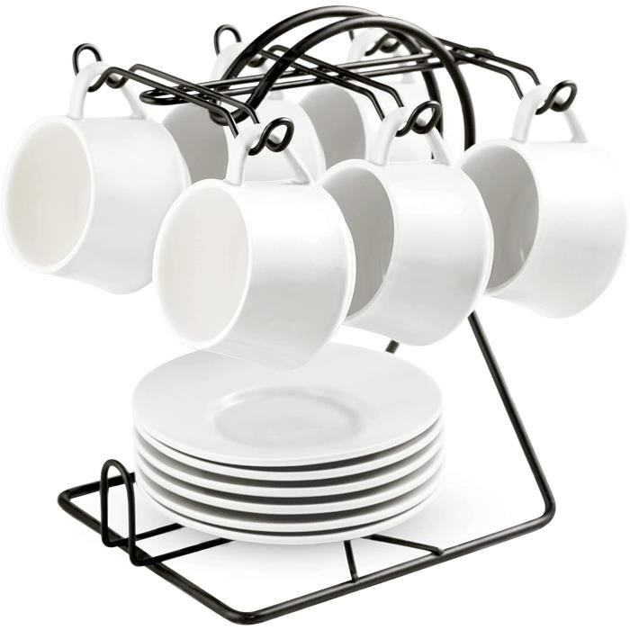 Set De 6 Tasses Cappuccino Imprimées Main - Porcelaine Vintage Nicola Spring