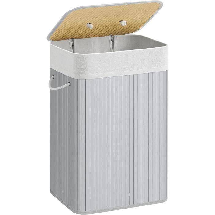 Panier à Linge 3 Sections Avec Étagère - Trieur Linge 3x38L Amovible | AMHANCIBLE