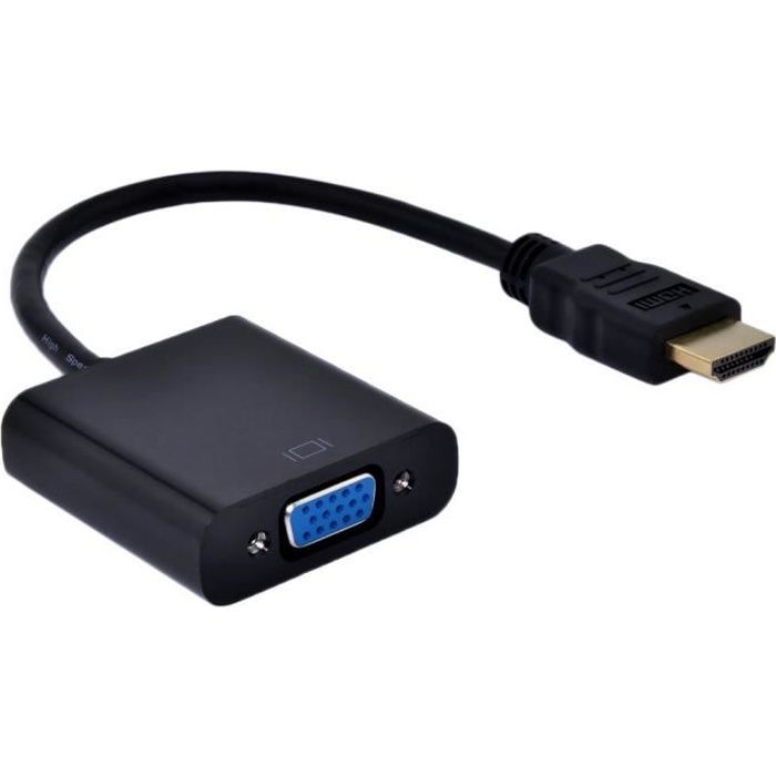 Câble HDMI mâle vers VGA femelle vidéo adaptateur convertisseur (Noir,1080p)