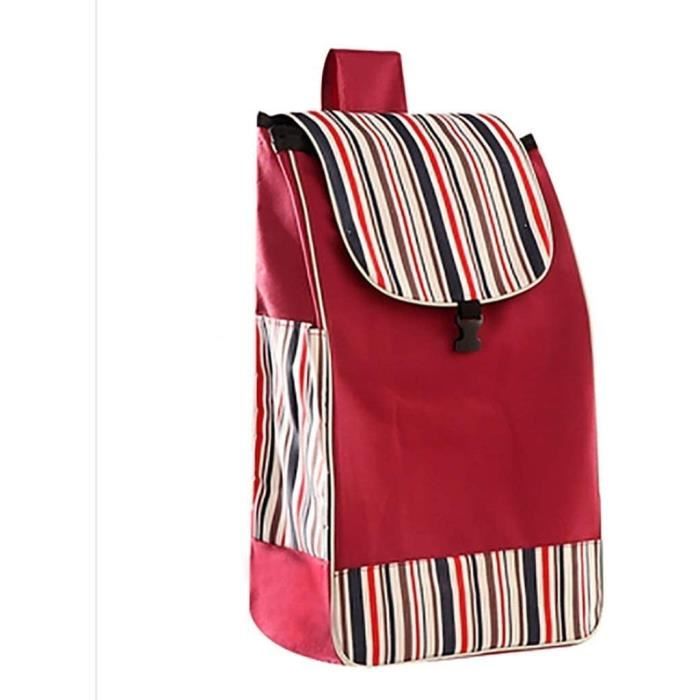 Sac De Courses 40L Pour Caddie Pliant - Tissu Oxford 600D Résistant - 32x20x56cm - Poches Pratiques