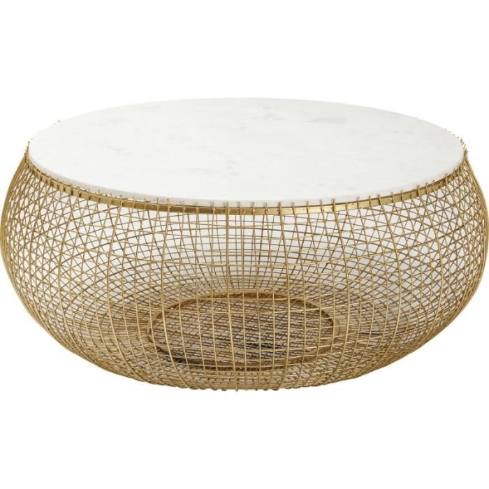 table basse cesta marbre dorée 100cm kare design