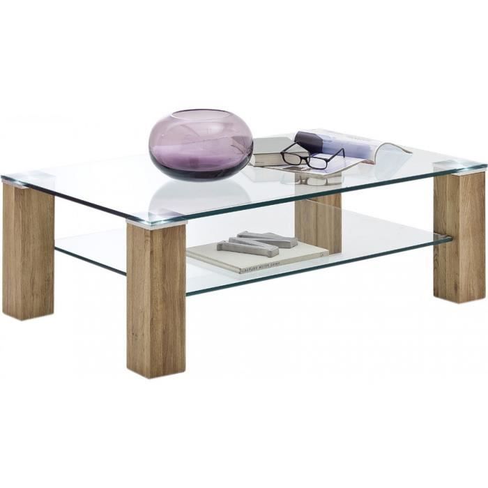 Table Basse En Verre Design Avec Des Pieds En Bois Massif Coloris