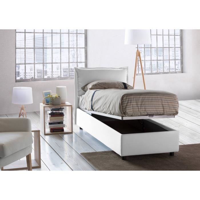 Lit simple Vanessa - DMORA - Ouverture frontale - Blanc
