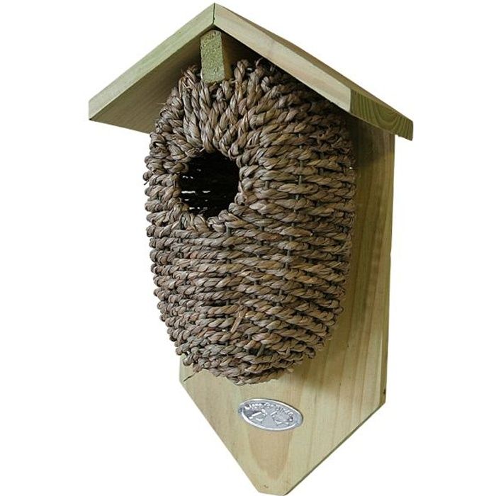 Nichoir En Pin Pour Mésanges Bleues Et Nonettes - Entrée 28 Mm, Dimensions 12x11,8x23,8 Cm, Facile à Installer