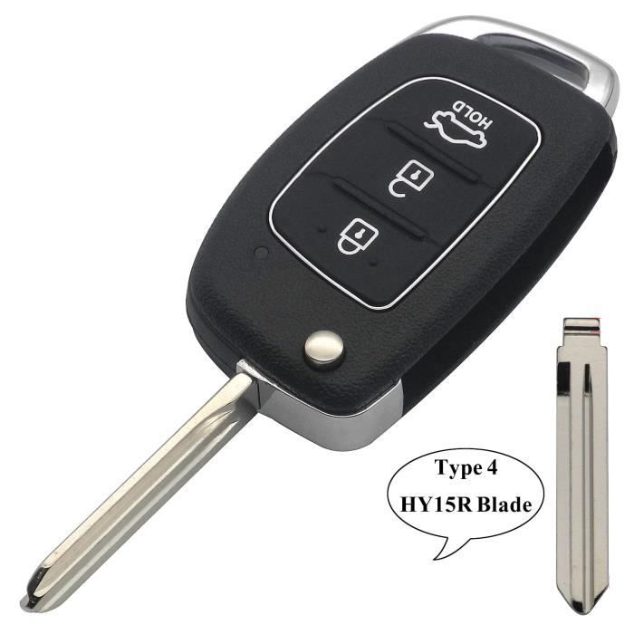 Coque clé,Clé télécommande à 3 boutons, 433Mhz, transpondeur ID46, pour  voiture Hyundai IX35 IX25, IX45 - Type HY15R 433mhz