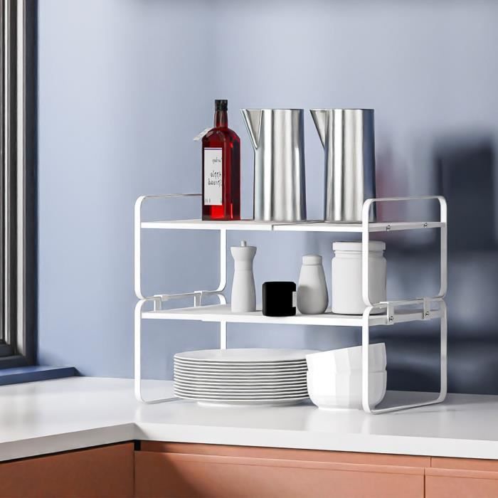 Étagère extensible en métal blanc - MEUBLE ETAGERE