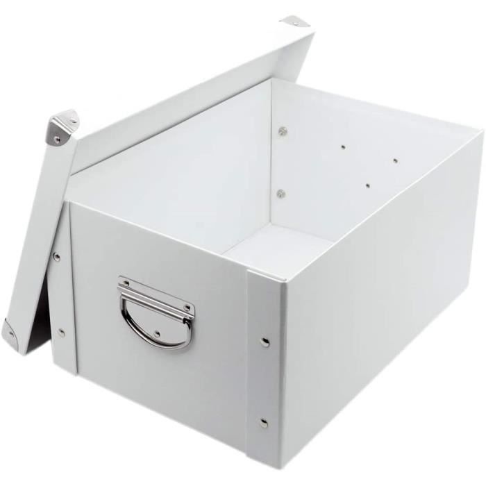 caisse et coffre de rangement - boîte pliable carton couvercle poignées blanc 35 x
