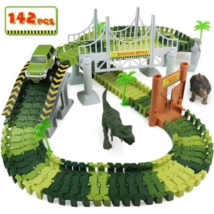 Circuit Voiture Enfant 4.1M Piste Flexible Avec 4 Véhicules - Jouet Piste De Course Avec Ventouses, Créativité Pour Enfants 3-6 Ans