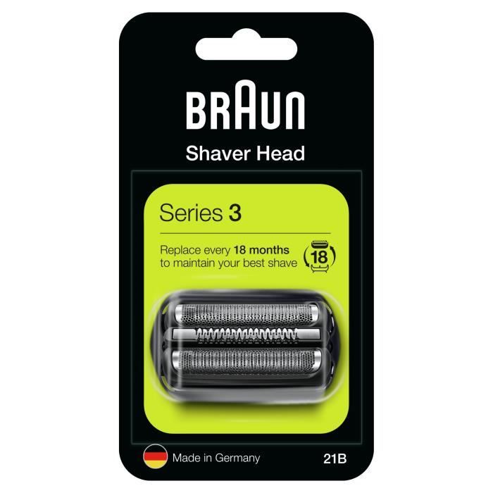 Tête de rechange 21B pour rasoir électrique Braun Series 3 - Noir