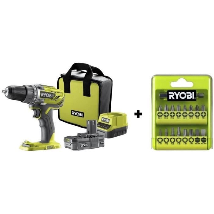 RYOBI Perceuse-visseuse sans fil 18V 50Nm Mandrin 13mm + 1 batterie + chargeur rapide + sac de trans