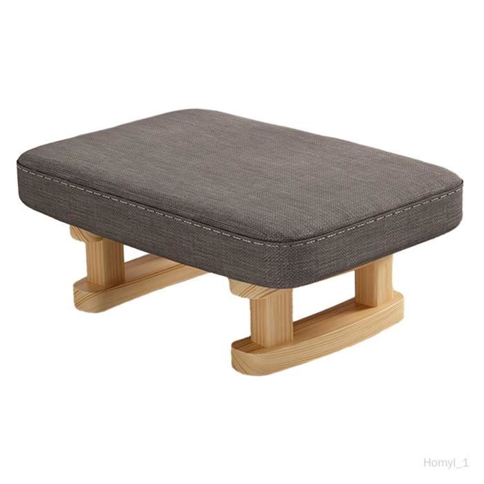 Pouf Ottoman YMYNY Rectangulaire - Repose-Pieds En Lin - 40x30.5x22.5cm Gris Bleu