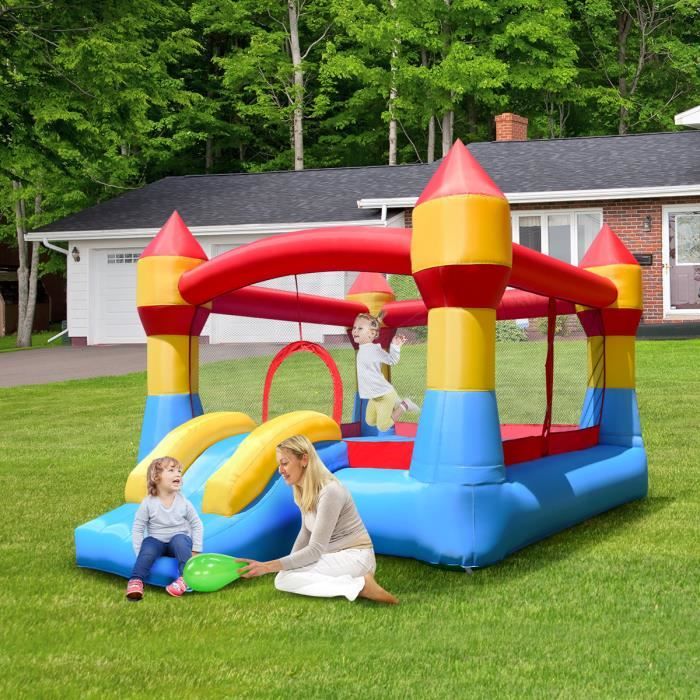 Château Gonflable Princesse COSTWAY – Toboggan, Mur D’escalade, Piscine – 460x290x245 Cm – Pour 3-12 Ans