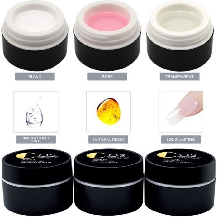 Coscelia Lot de 3 Couleurs UV/LED Gel De Construction Pour Manucure Ongle Gel à Ongle Soak Off