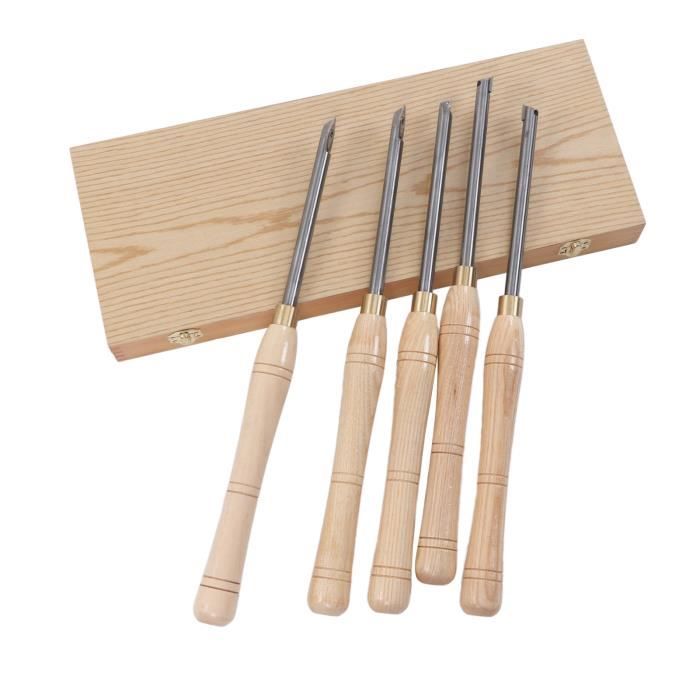 DEEFIINE Set 7 Pièces Outils Tournage Bois En Carbure - Avec Ponceuse à Bol - Lames Remplaçables Pour Tour à Bois
