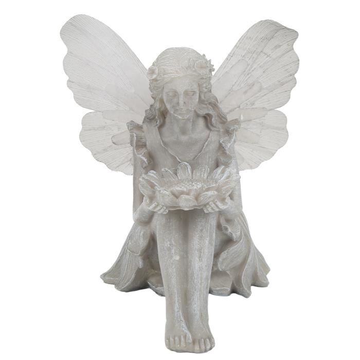 ② statue d un ange avec un oiseau en fonte pat rouillé - Statues de