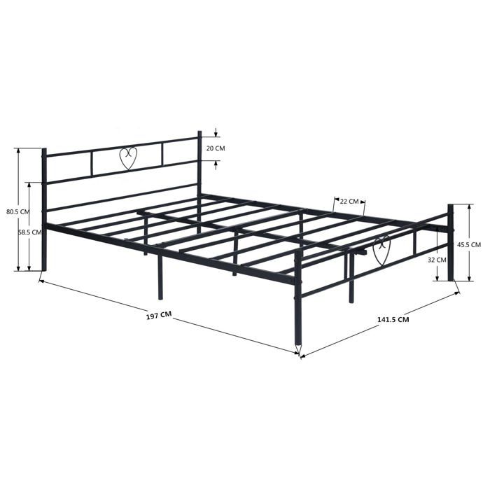 Tete De Lit En Forme De Coeur Dora Lit Adulte Contemporain En Metal Tete De Lit En Forme De Coeur Design Double Cadre De Lit Sommier Integre 140 X190 Cm Noir Achat Vente Tete De Lit Dora Lit