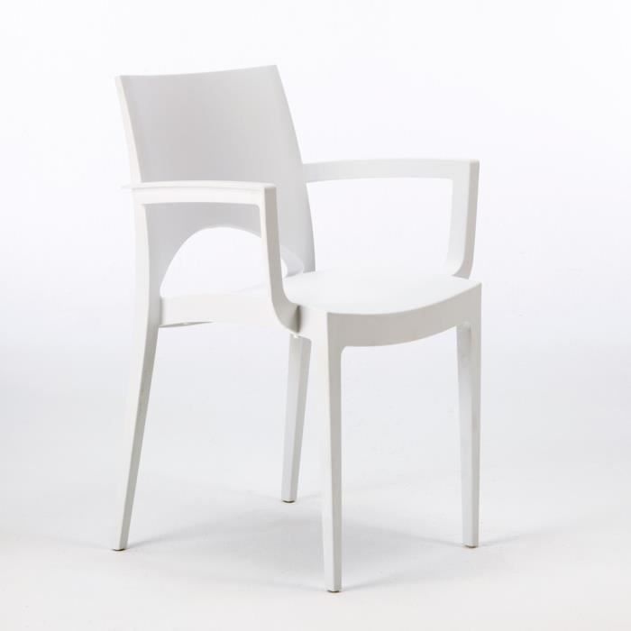chaise avec accoudoirs en polypropylène bar restaurant paris arm grand soleil, couleur: blanc