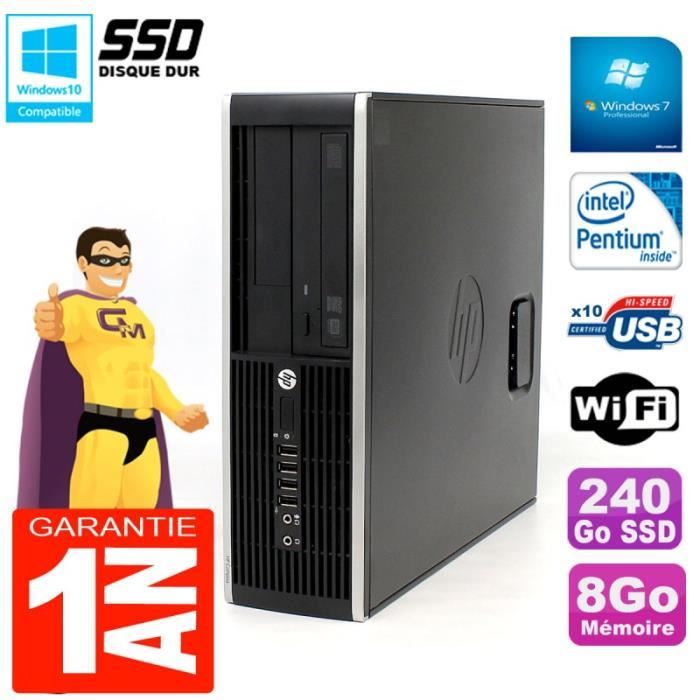 PC HP Compaq Pro 6200 SFF Intel G840 RAM 8Go 240 Go SSD Graveur DVD Wifi W7