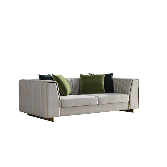 Canapé 3 Places En Tissu Felix - Gris Clair - Angle Droit Canapé 3 Places En Tissu Felix - Gris Clair - Angle Droit