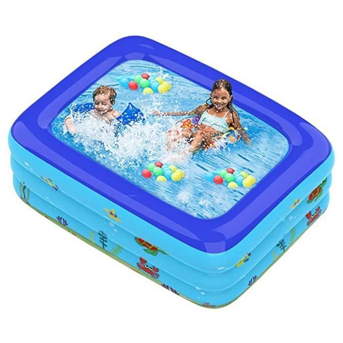 Piscine Gonflable Enfant Rectangulaire En PVC épais – Motif Animaux Marins, Base Rembourrée – Pour Jardin, Fête Aquatique