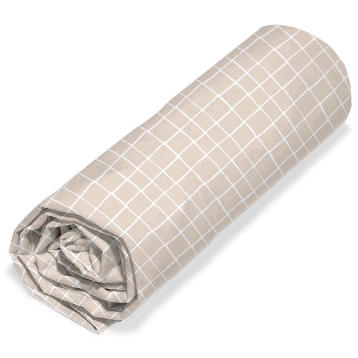 Drap housse sherpa 90x190 cm en microfibre FOREST à carreaux beige Drap housse sherpa 90x190 cm en microfibre FOREST à carreaux beige