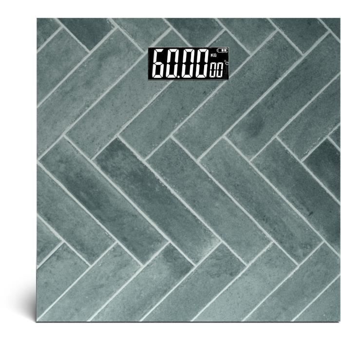 LIVOO DOM382BE Pèse-personne électronique - Impression carrelé - Plateau en verre - Pesée jusqu’à 18