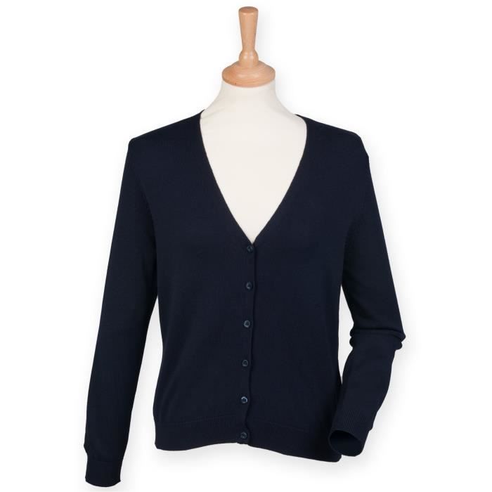 Henbury Gilet boutonn Femme Bleu marine Cdiscount Pr t Porter