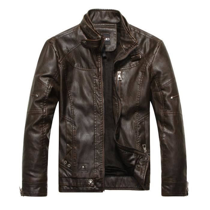 VESTE CUIR HOMME PU XXL Marron Cdiscount Pr t Porter