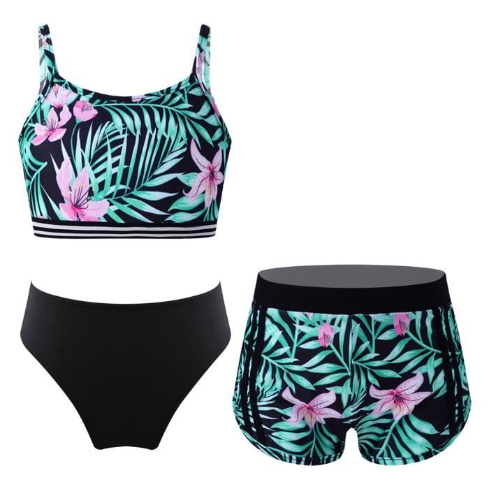 Maillot de bain fille avec short top