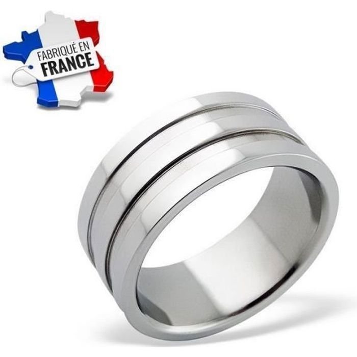 bague anneau large homme acier inoxydable 316 l (3 tailles)