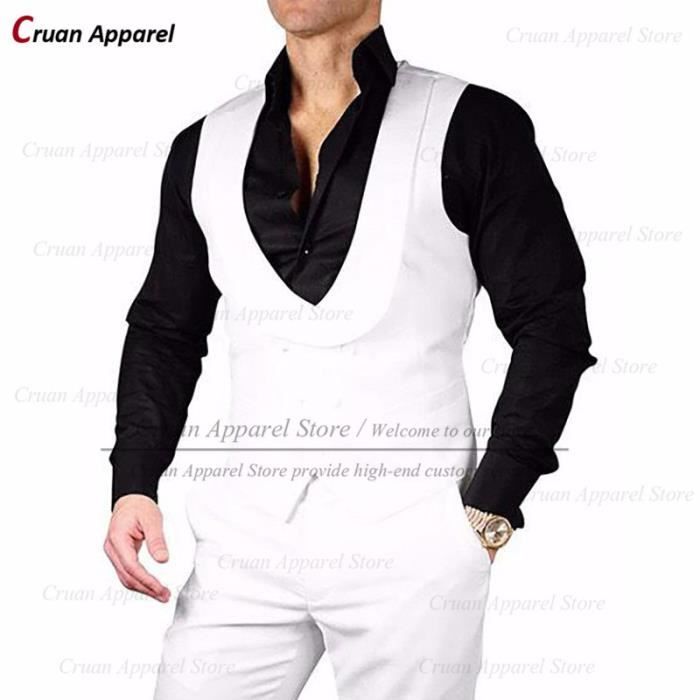 Blanc Gilets de costume Slim de luxe marine pour hommes, gilet de mariage  sans manches, pour soirée de bal fo Blanche - Cdiscount Prêt-à-Porter