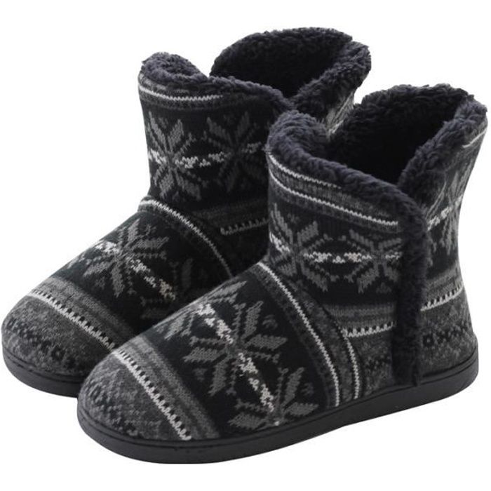 Chaussures Chaudes d'hiver pour Femmes Homme, Chausson Montant