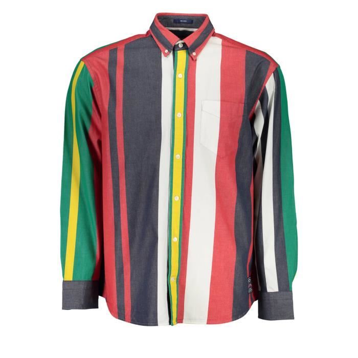Chemise Homme Gant Ajustée à Carreaux Bleus - Taille S (tour De Poitrine 98 Cm) - Coton - Manches Longues - Occasion Très Bon état