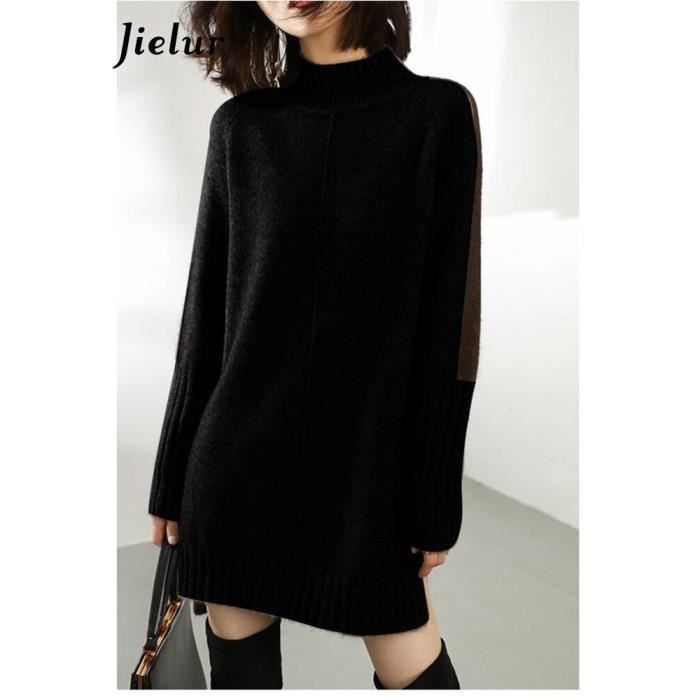 Robe Pull Femme Hiver - Col Roulé, Manches Longues, En Coton Et Lin, Style Décontracté, Avec Poches