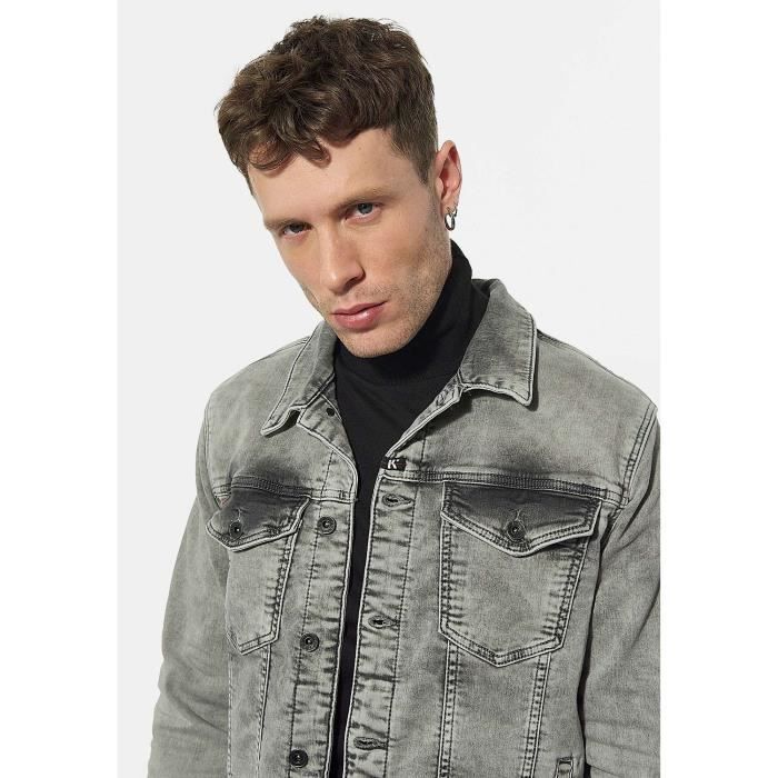 Veste jean gris homme outlet