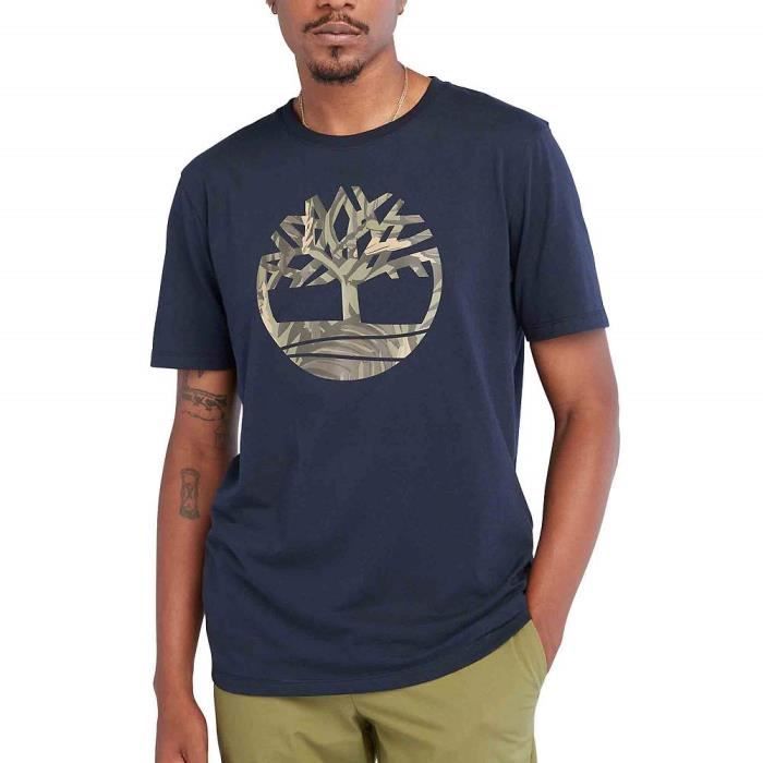 Timberland T-shirt pour Homme Tree Bleu - Cdiscount Prêt-à-Porter Bleu Logo TB0A68VH433
