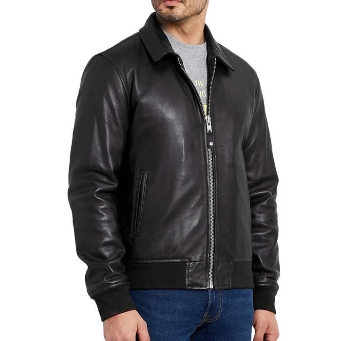 Blouson cuir Noir Homme Schott Mens Leather Pilot Black