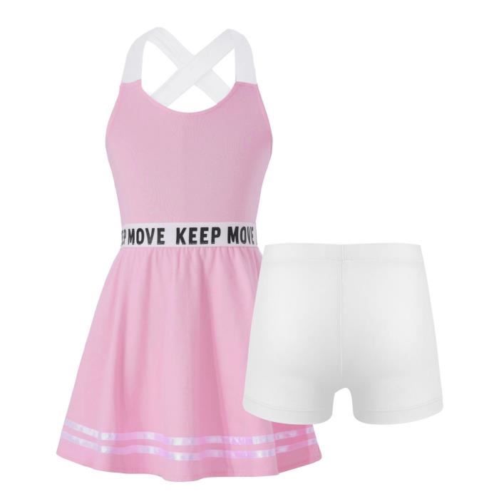 Tenue Yoga Gym Ensemble Sport Fille Ranrann - Survêtement Yoga Danse Gym 5-16 Ans (Haut Short) Tenue Danse Gym Running